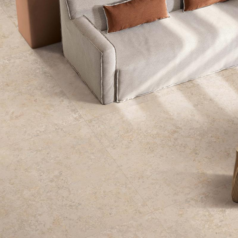 Premium Bodenfliese aus Feinsteinzeug in Steinoptik, beige, 120x120 cm - CS25091
