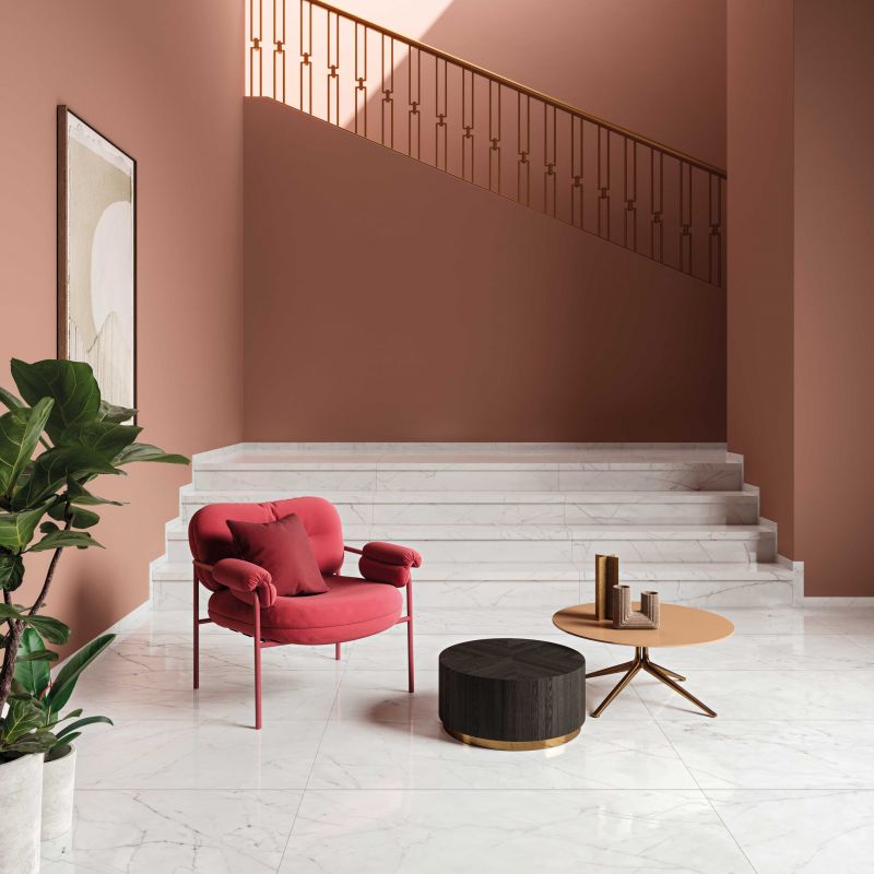 Feinsteinzeugfliese in Marmoroptik Carrara, poliert, 120x120 cm - CS25097