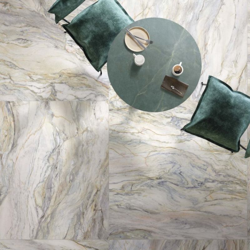 Bodenfliese aus Feinsteinzeug in Marmoroptik, weiß, matt, 60x120 cm - CS25056