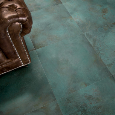 Feinsteinzeugfliese in moderner Metalloptik, grün, 60x120 cm - CS25029