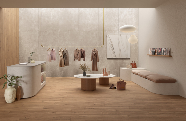 Premium Bodenfliese aus Feinsteinzeug in Holzoptik, braun, 20x120 cm - CS25003