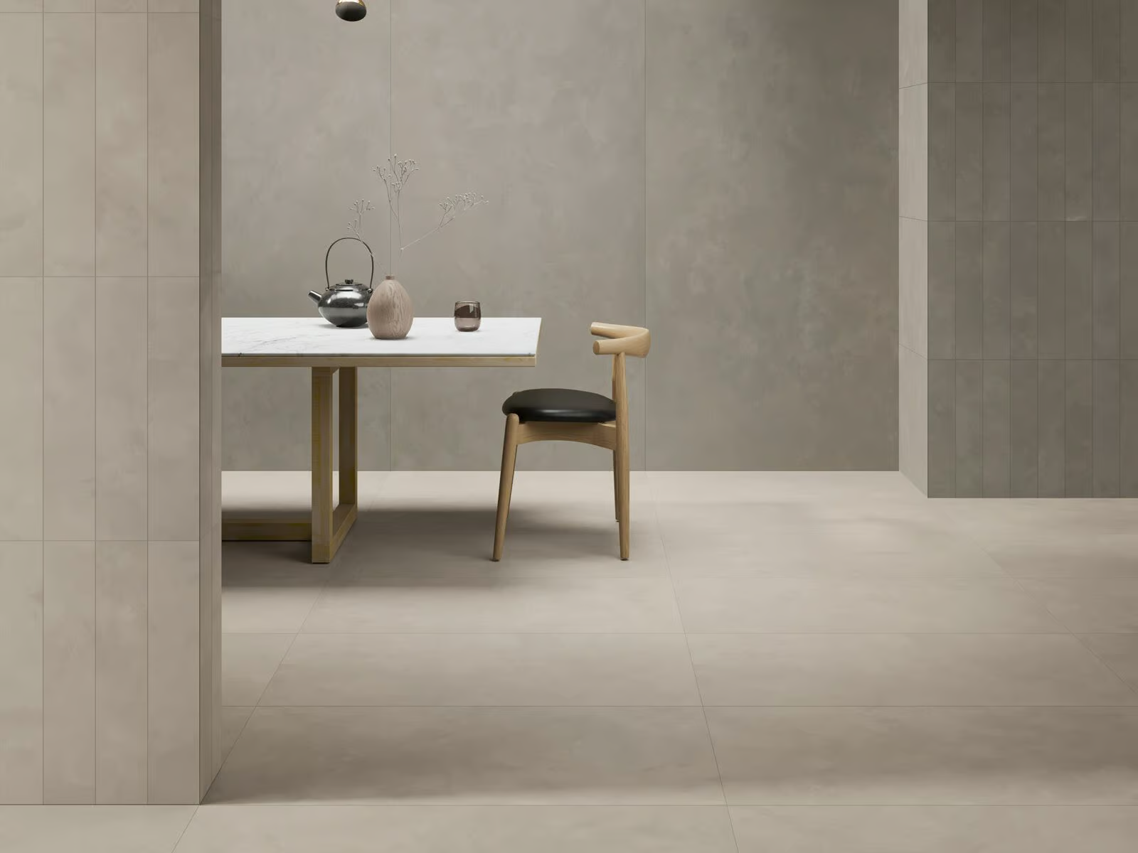 Feinsteinzeugfliese in Zementharzoptik, helles Taupe, 60x120 cm - CS25020