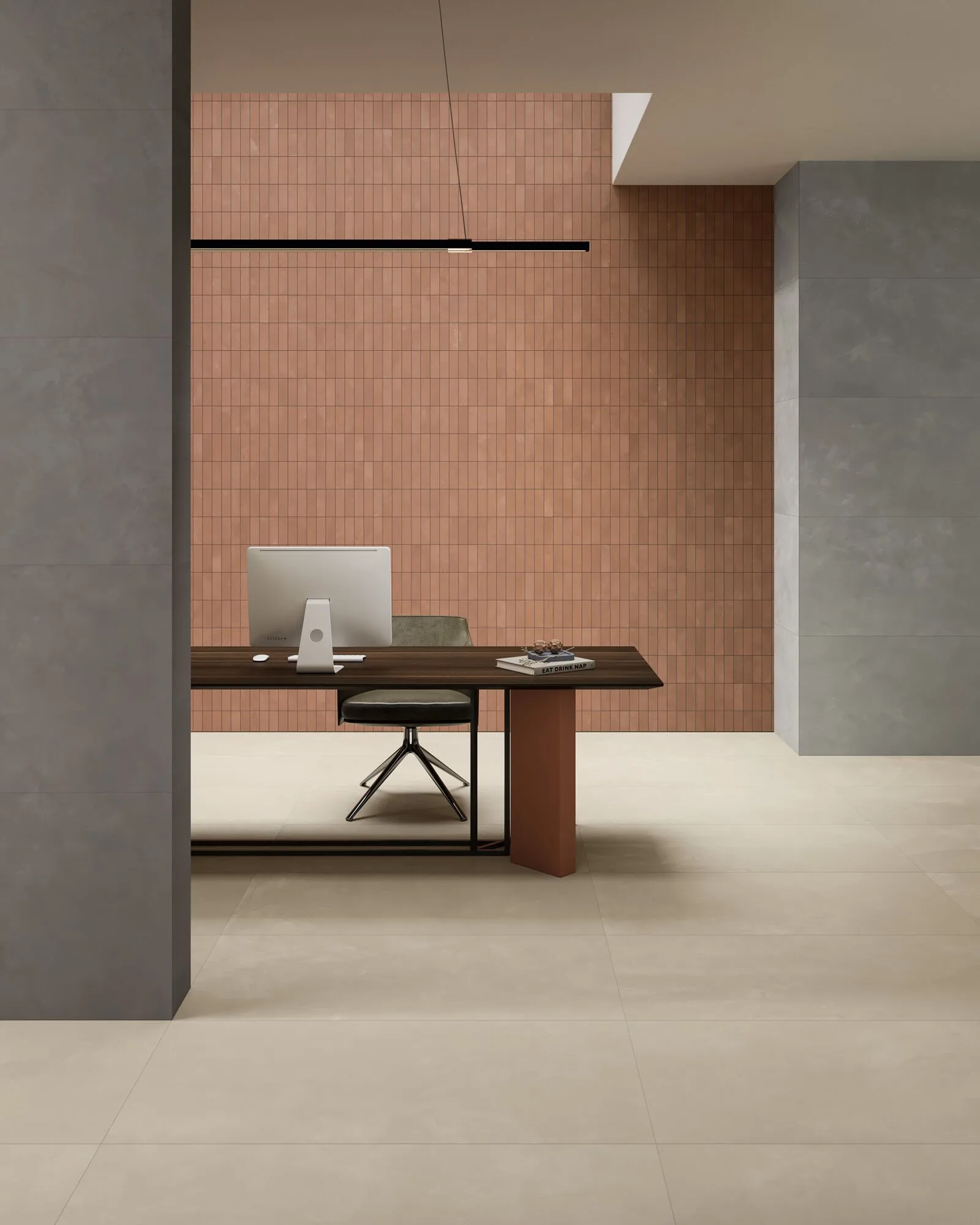 Feinsteinzeugfliese in Zementharzoptik, elfenbein, 60x120 cm - CS25019