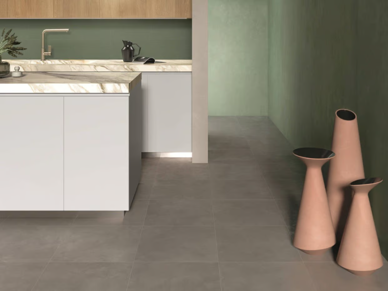 Feinsteinzeugfliese in Zementharzoptik, dunkelgrau, 60x120 cm - CS25022