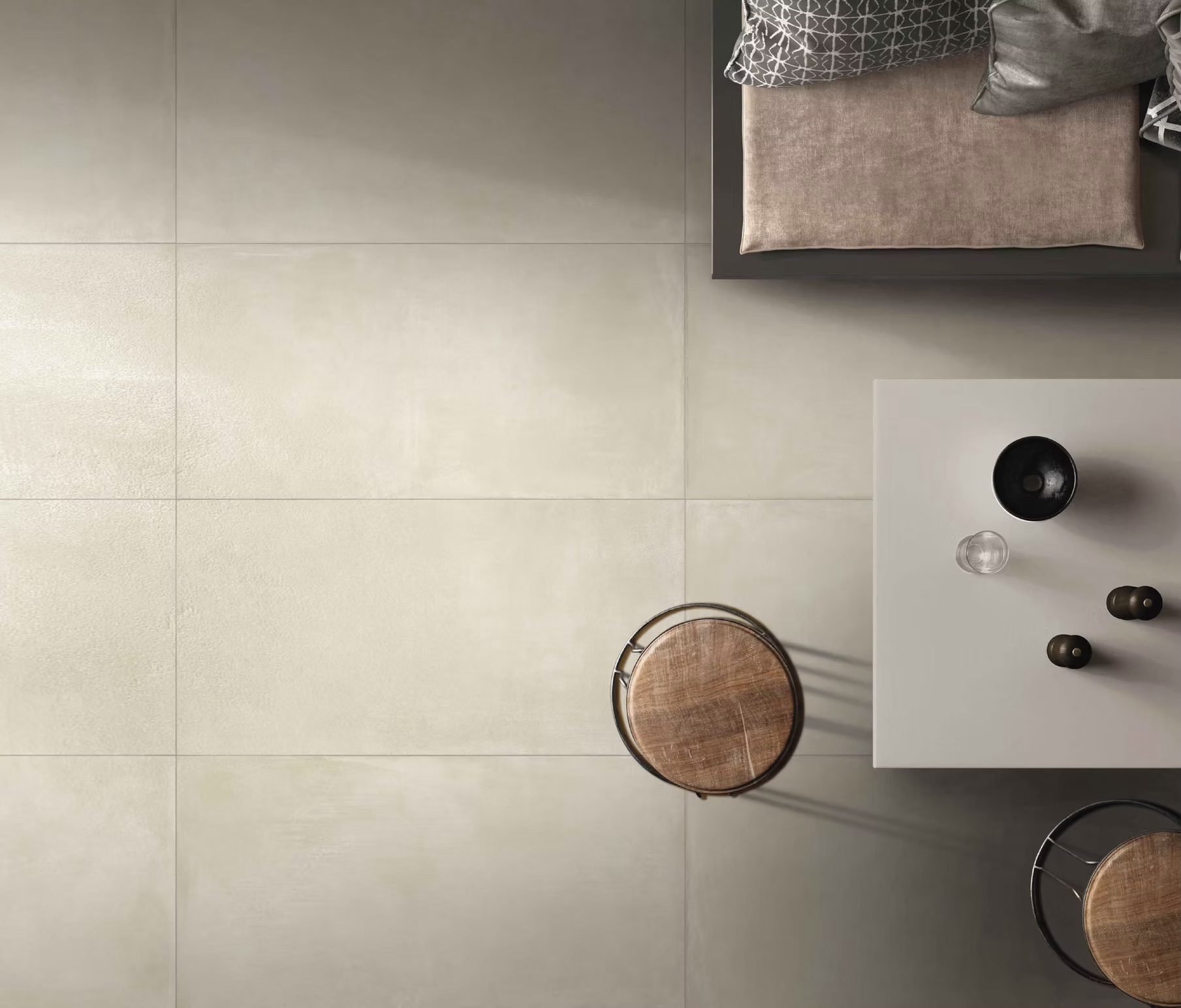 Feinsteinzeug Gerissene Betonoptik Elfenbein 60x120 - CEGP-0016