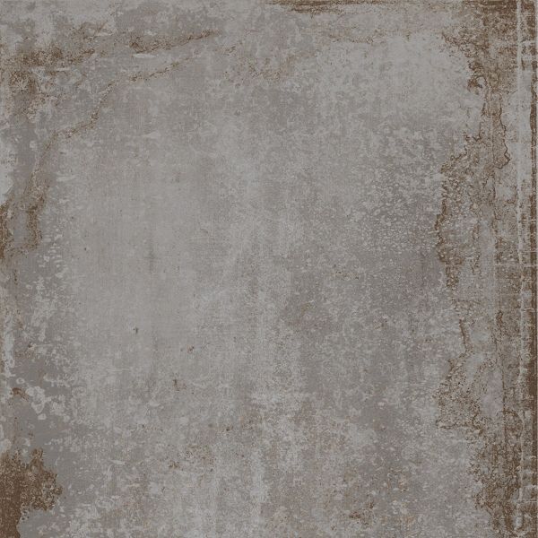 Feinsteinzeug Fliese Metalloptik Grau Oxidiert 120x120 - EFSR424