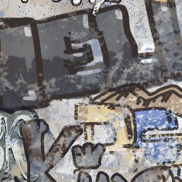 Graue Graffiti-verzierte Feinsteinzeugverkleidung Rt 60x120 - EGGY1707