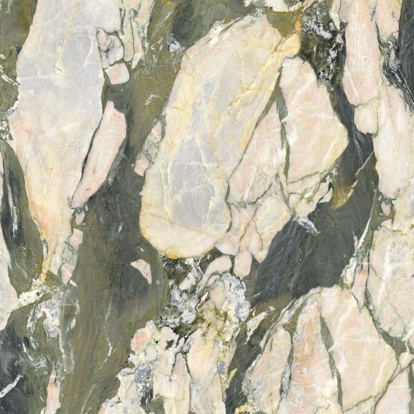 Feinsteinzeug Fliese Marmoroptik Grün Glänzend 120x120 - EI6003