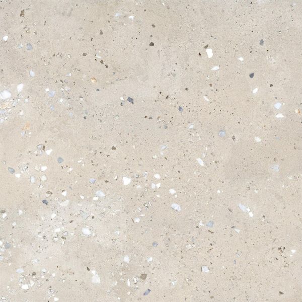 Feinsteinzeug Fliese Steinoptik Terrazzo Elfenbein 120x120 - EI6066