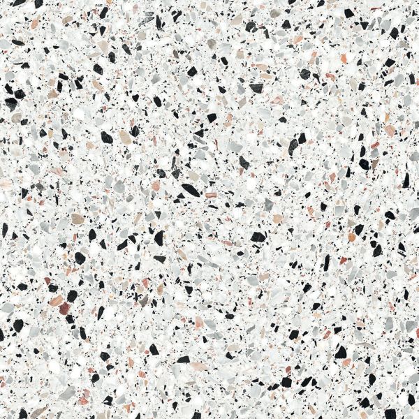 Feinsteinzeug Fliese Steinoptik Terrazzo Weiß 60x60 - EMYW1131