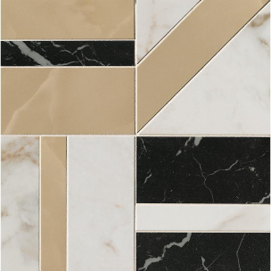 Mosaic Fap Roma Gold Calacatta Delicato / Onice Miele / Nero Elegante Deco 30X30 - fQKB