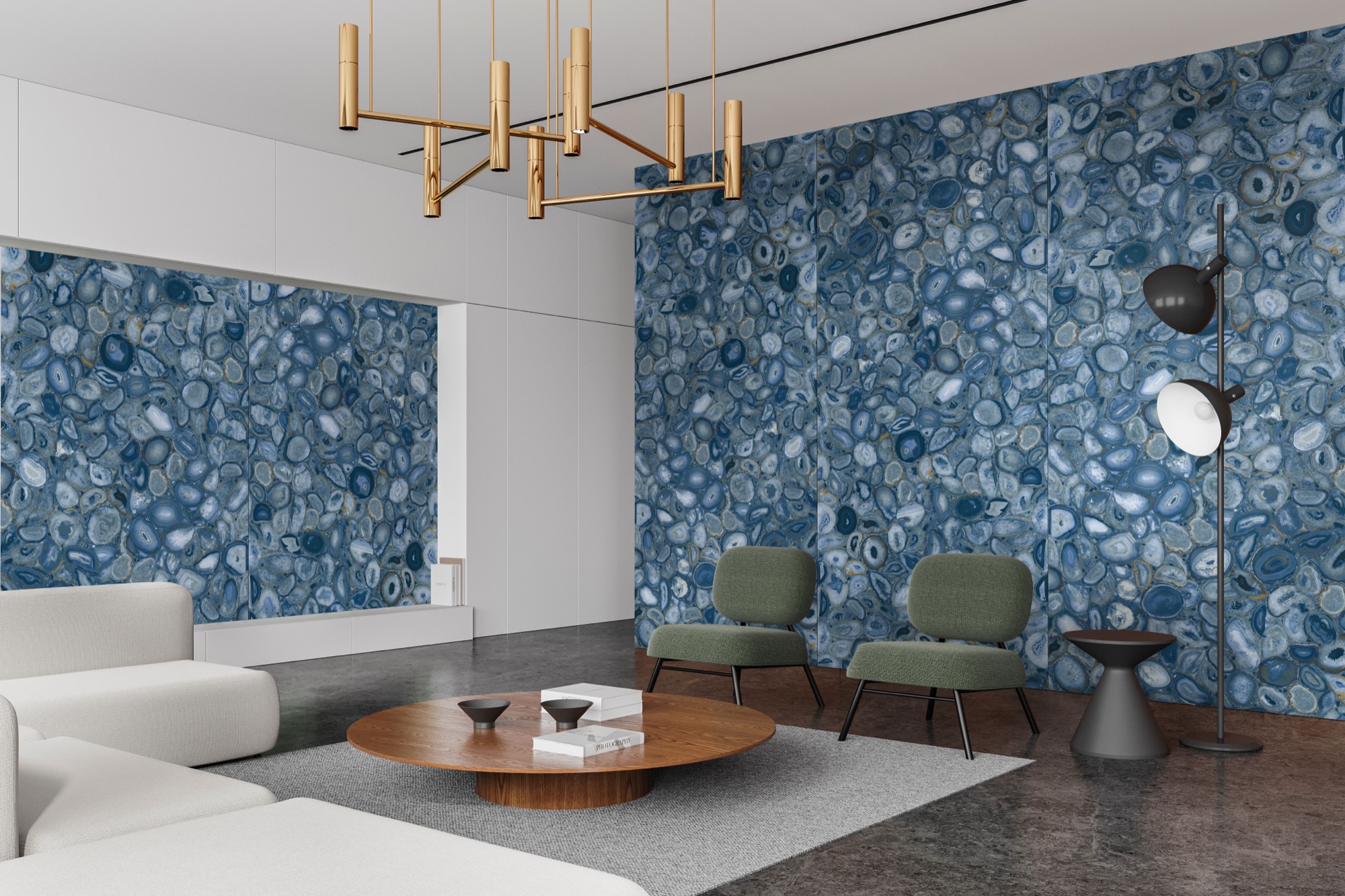 Feinsteinzeug Fliese Marmoroptik Blau Poliert 60x120 - EABE1503