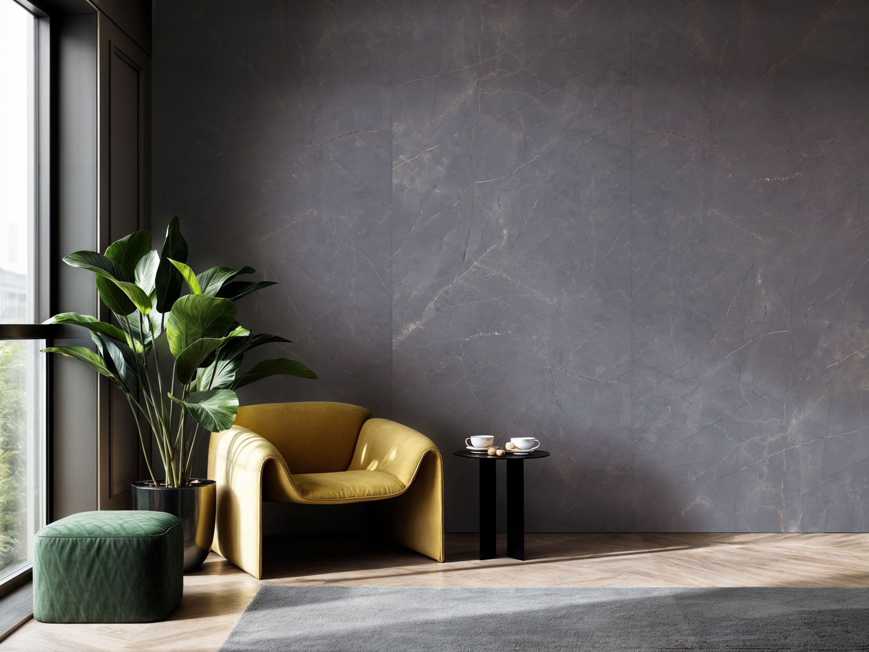 Feinsteinzeug Fliese Marmoroptik Schwarz Matt 120x120 - EACL1516