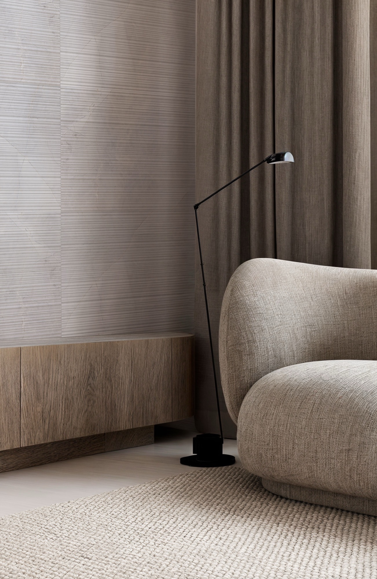 Feinsteinzeugverkleidung in mattem Hellgrau mit natürlichem Marmoreffekt Rt 60x120 - EAFP1541