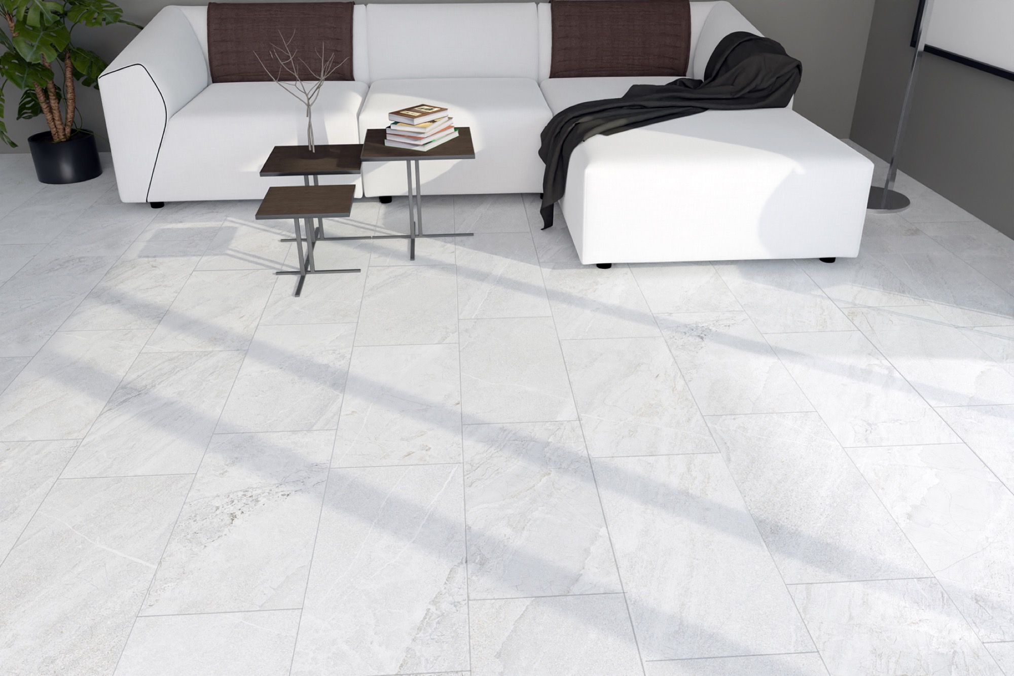 Feinsteinzeug Fliese Steinoptik Jerusalem Weiß Matt 60x120 - EAWE211