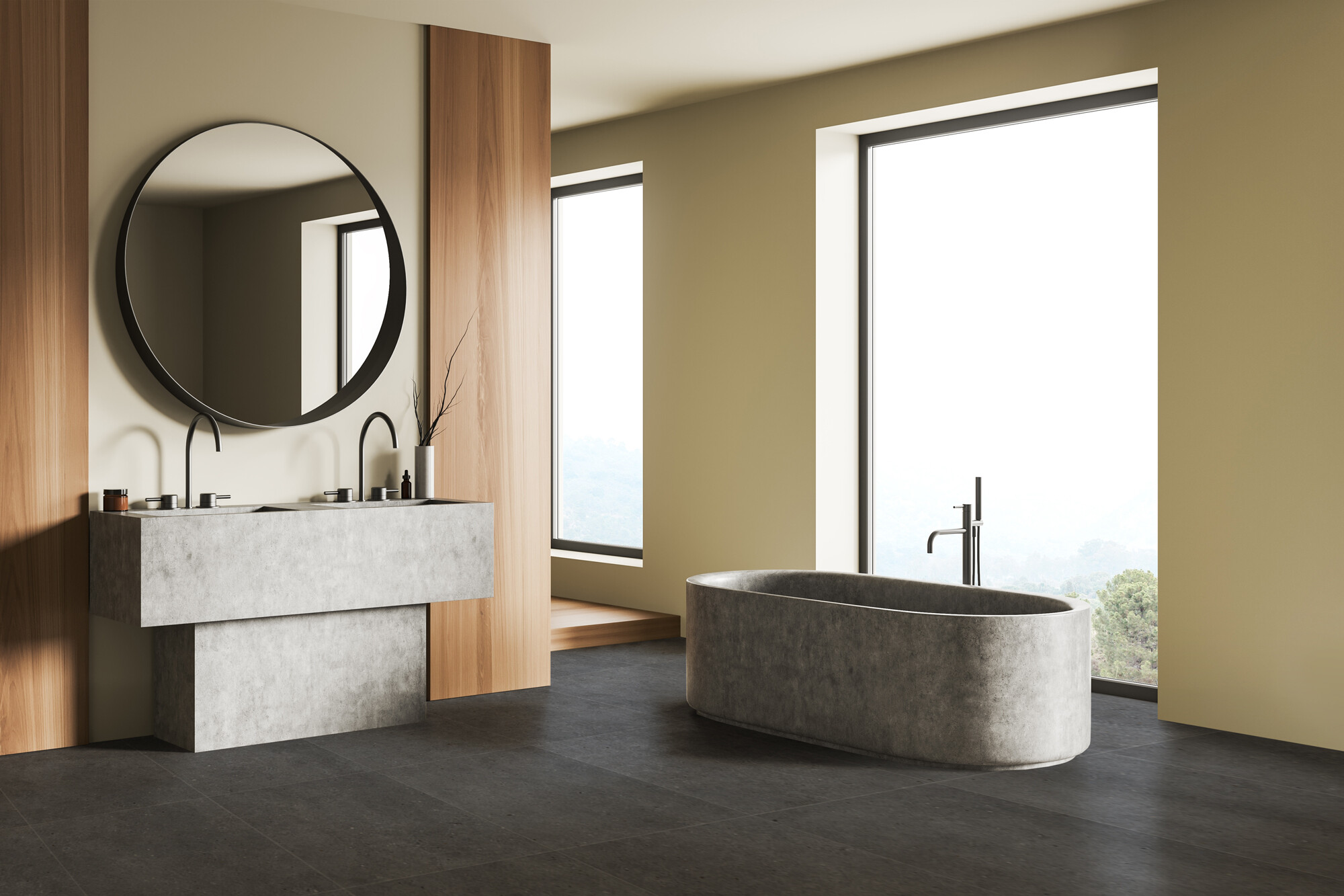 Feinsteinzeug Fliese Zementoptik Anthrazit Matt 80x80 - EBBD022