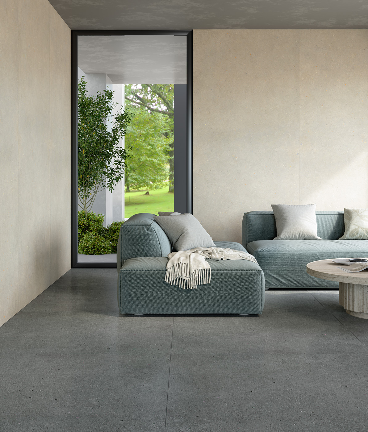 Feinsteinzeug Fliese Zementoptik Braun Matt 80x80 - EBFE018