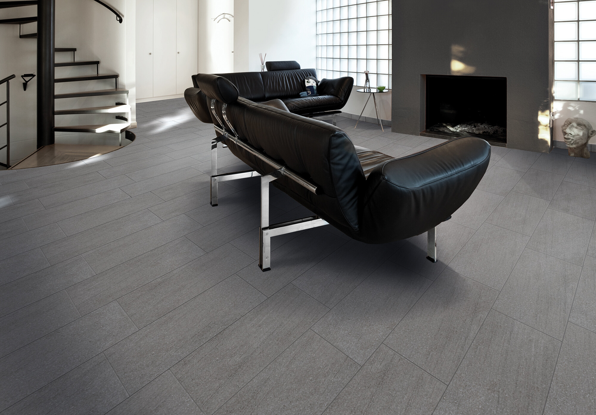 Graue Basaltina-Feinsteinzeugfliese mit Steineffekt, 20 mm, R11 Rt, 120 x 120 – EBGY1571