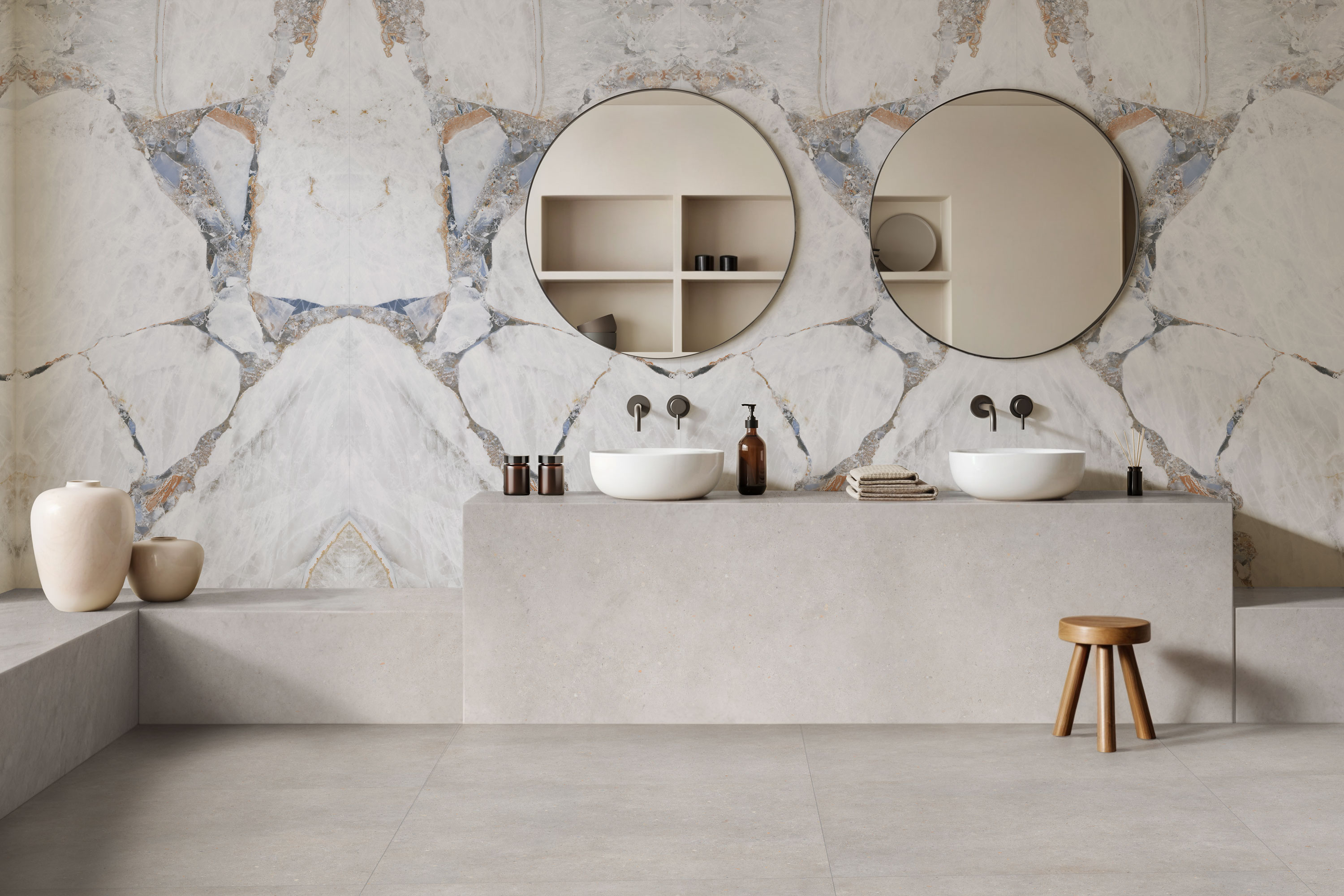 Feinsteinzeug Fliese Marmoroptik Weiß Matt 120x120 - EBRP751