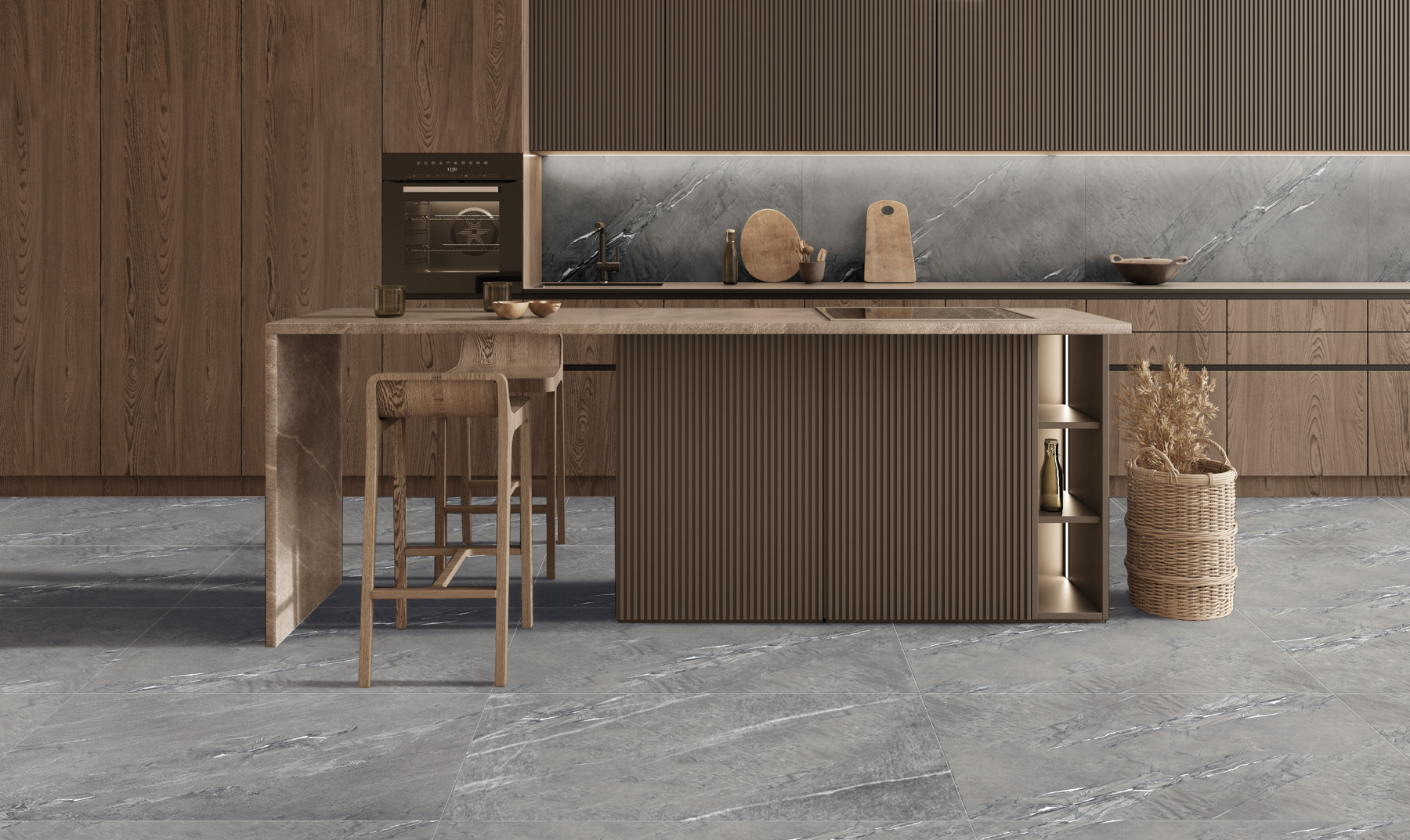 Feinsteinzeug Fliese Sandsteinoptik Anthrazit Matt 120x120 - ECAE991