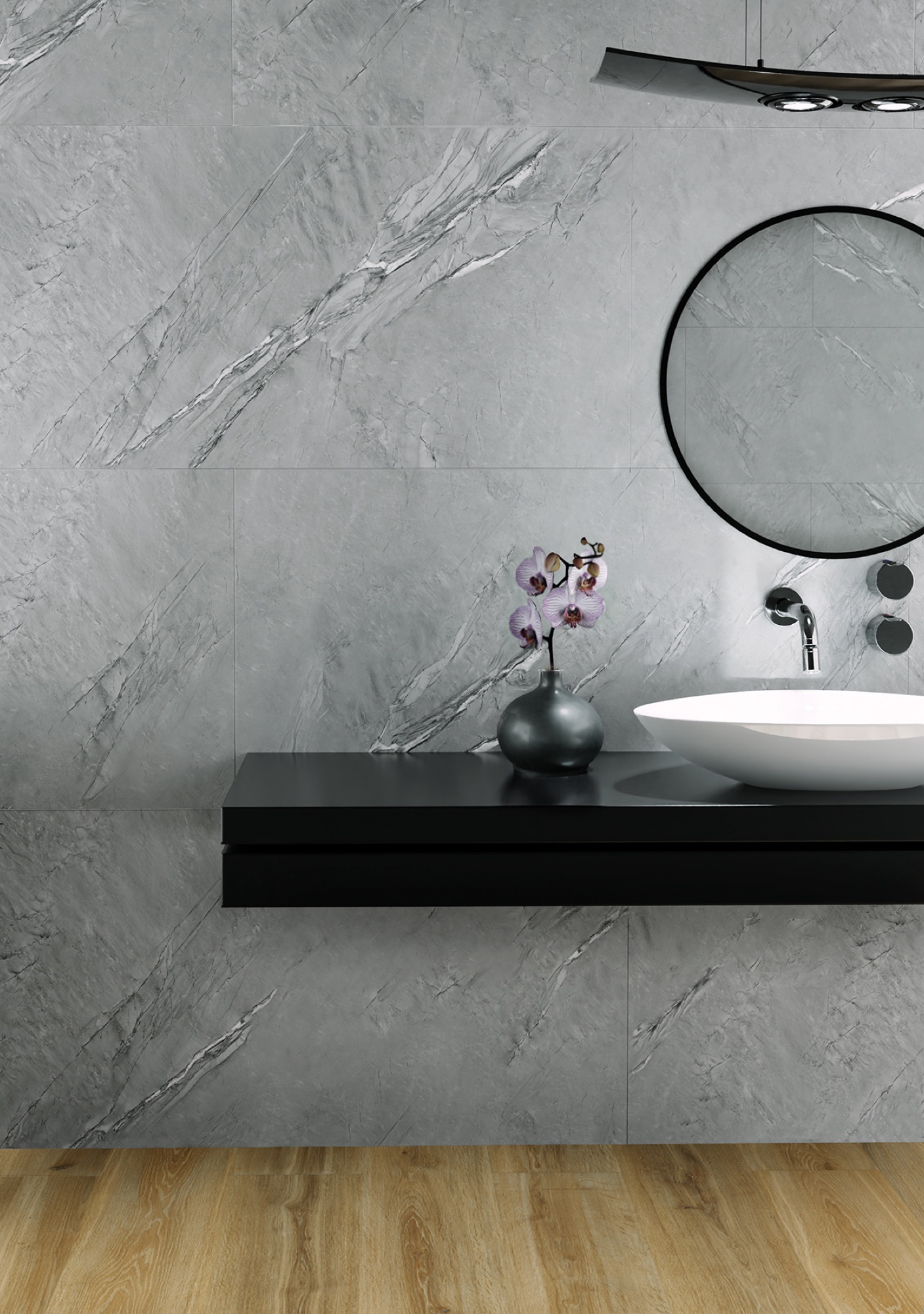 Feinsteinzeug Fliese Sandsteinoptik Grau Matt 120x120 - ECGY990