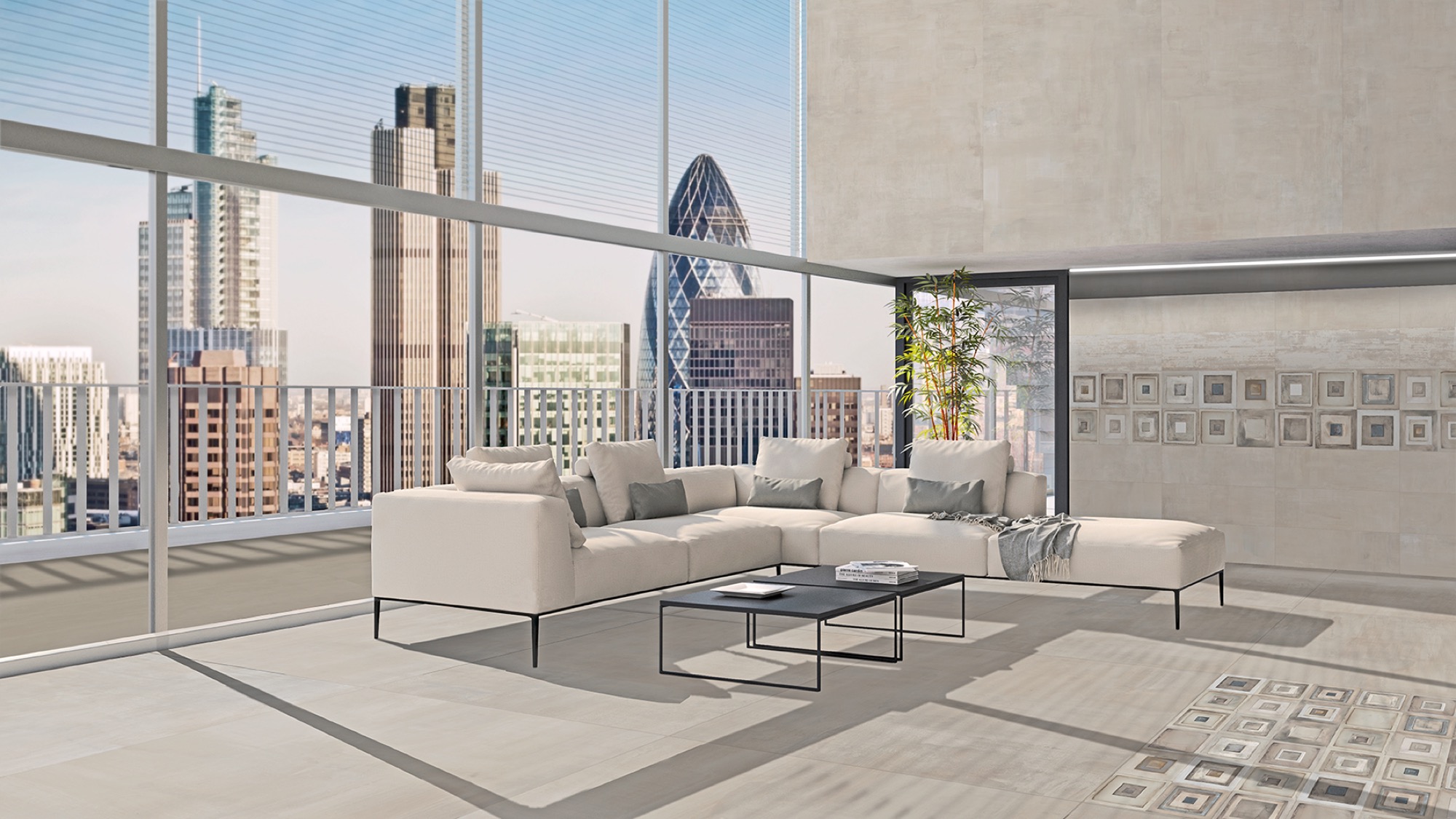 Rutschfeste weiße Feinsteinzeugfliese mit gebürstetem Betoneffekt 80X80 - Ecpl379