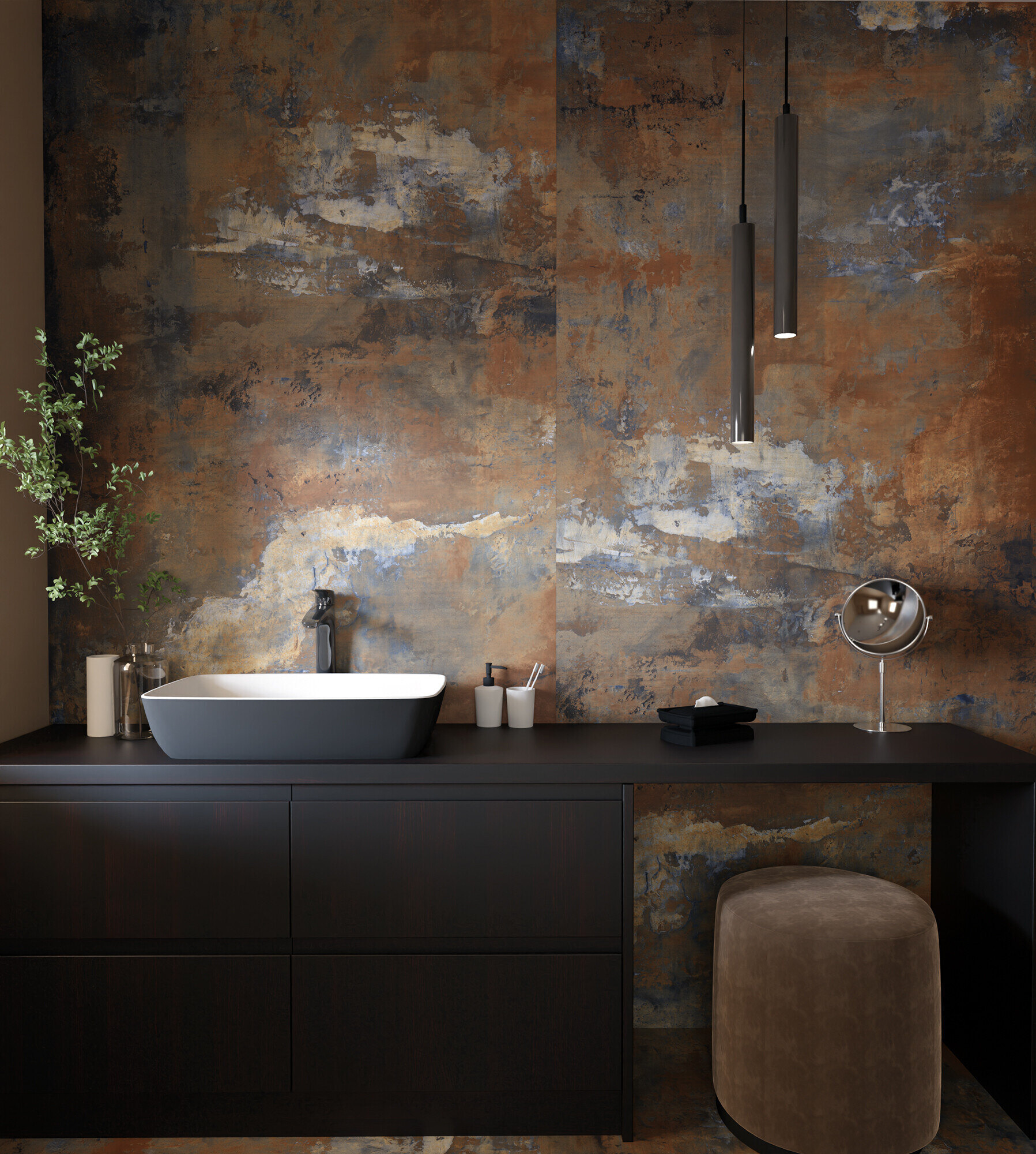 Feinsteinzeug Fliese Zementoptik Corten 120x120 - ECPM363