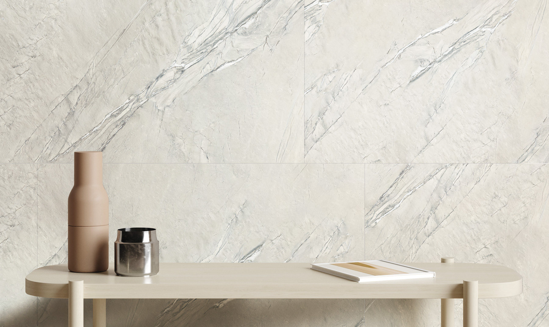 Feinsteinzeug Fliese Sandsteinoptik Weiß Matt 120x120 - ECWE988