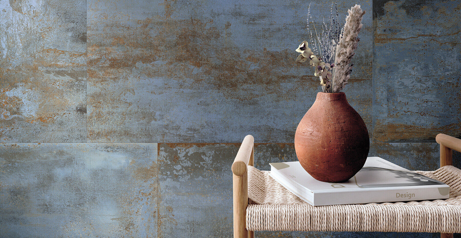 Feinsteinzeug Fliese Metalloptik Blau Oxidiert 60x60 - EFBE059