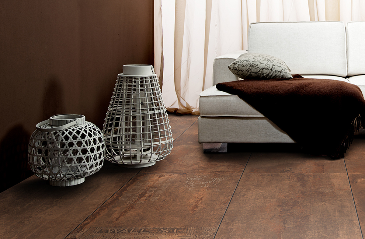 Feinsteinzeug Fliese Metalloptik Corten Oxidiert 80x80 - EFRT050