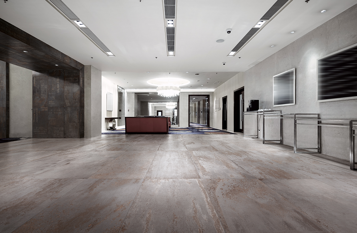 Feinsteinzeug Fliese Metalloptik Grau Oxidiert 120x120 - EFSR424