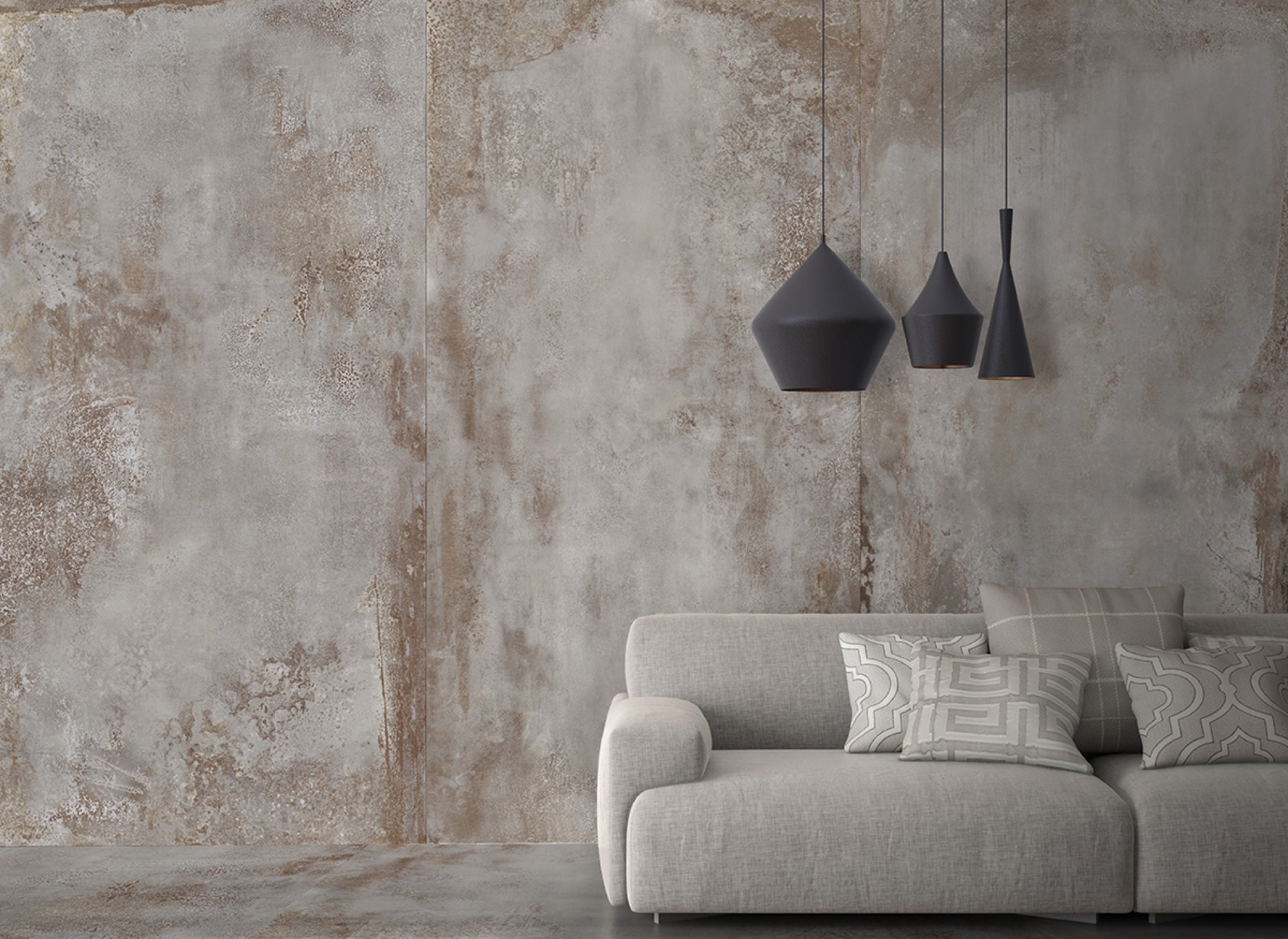 Feinsteinzeug Fliese Metalloptik Weiß Oxidiert 80x80 - EFWE038