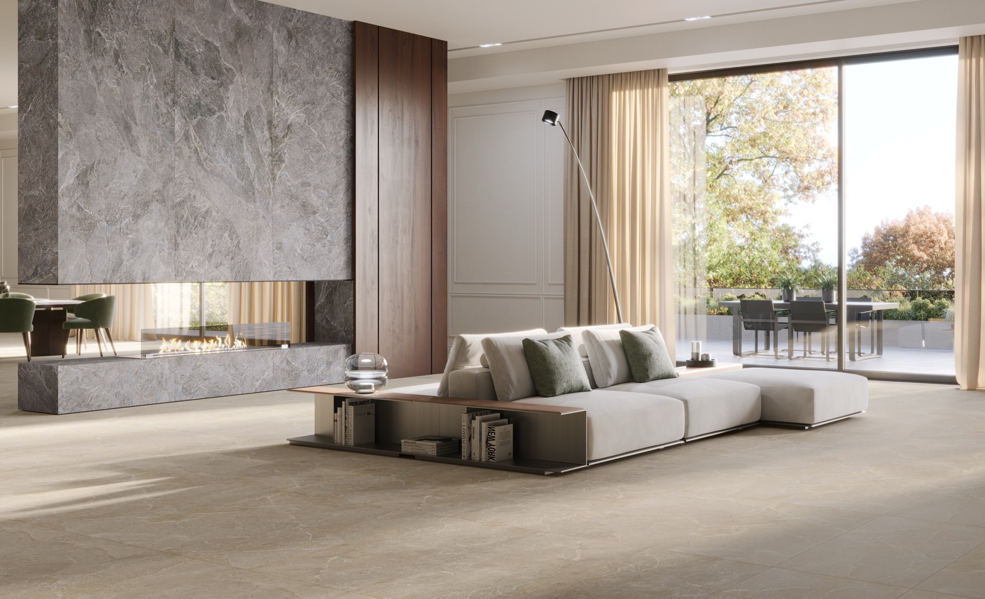 Feinsteinzeug Fliese Steinoptik Beige Matt 120x120 - EGCA1579