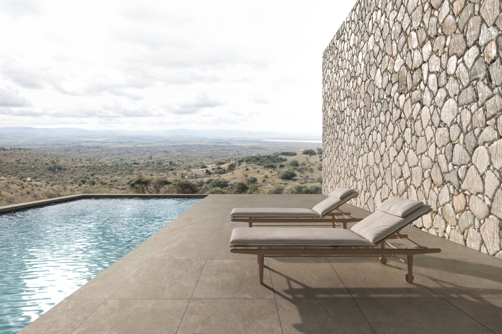 Deluxe-Porzellanfliese in beigem Steineffekt, 20 mm, R11 Rt, 60 x 120 – EGCA1585