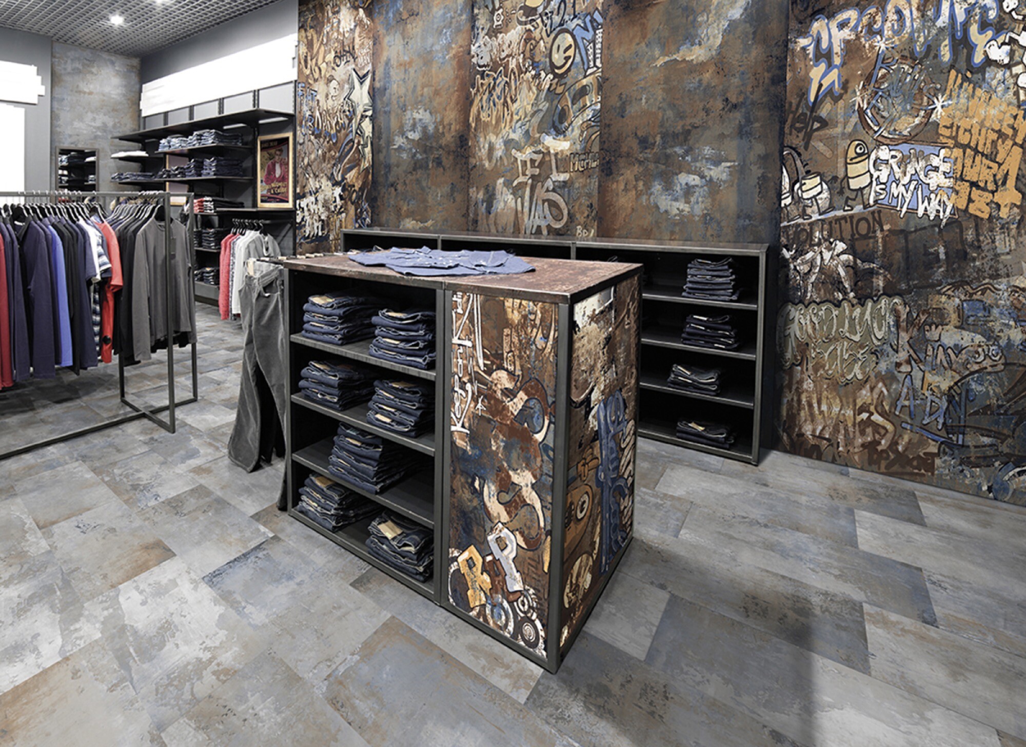 Verkleidung aus Feinsteinzeug, verziert mit Graffiti Multicolor Rt 60x120 - EGMR1709