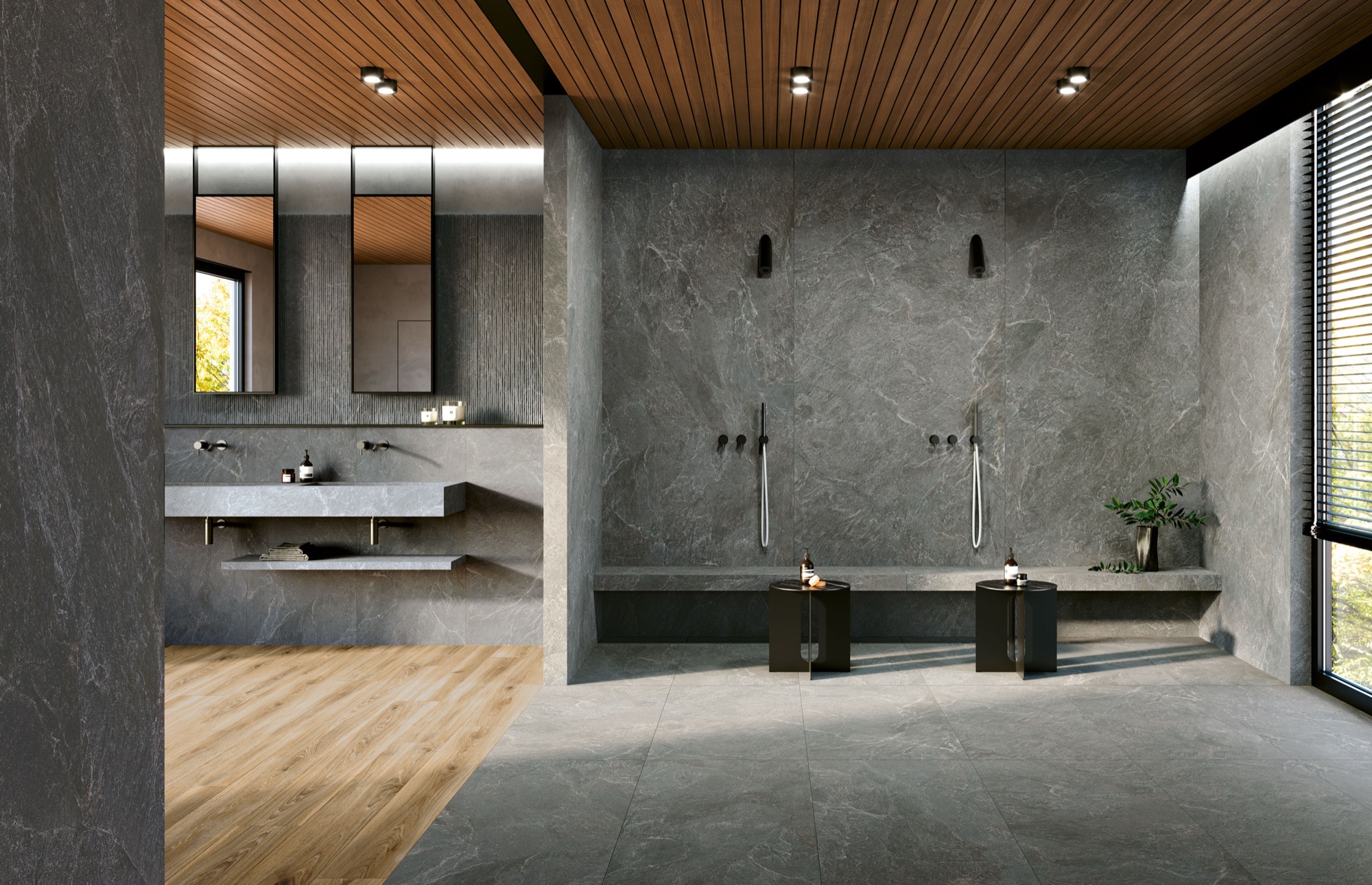 Feinsteinzeug Fliese Steinoptik Dunkelgrau Matt 120x120 - EGSM1601