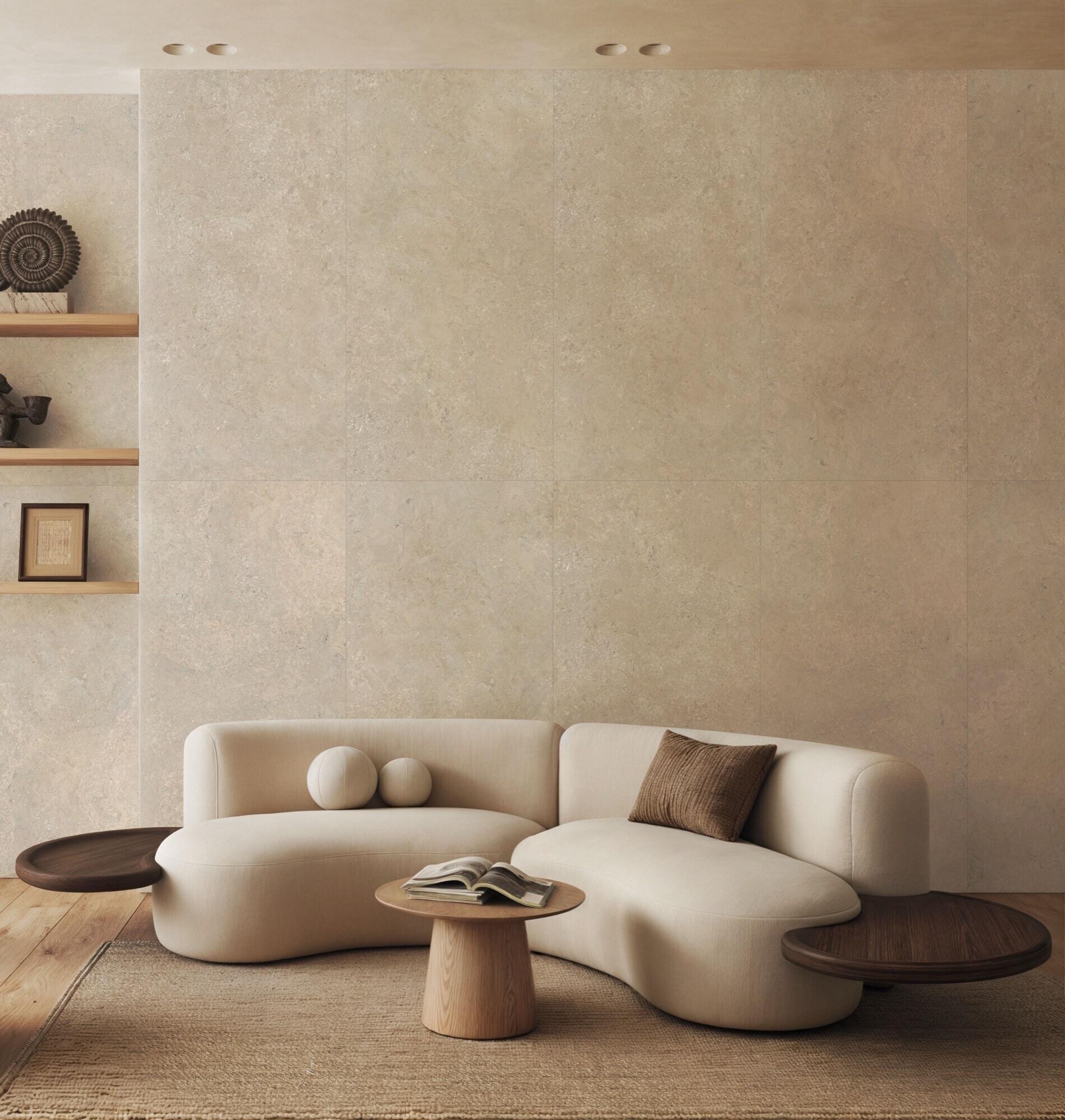 Feinsteinzeug Fliese Steinoptik Beige Matt 120x120 - EHCR1624