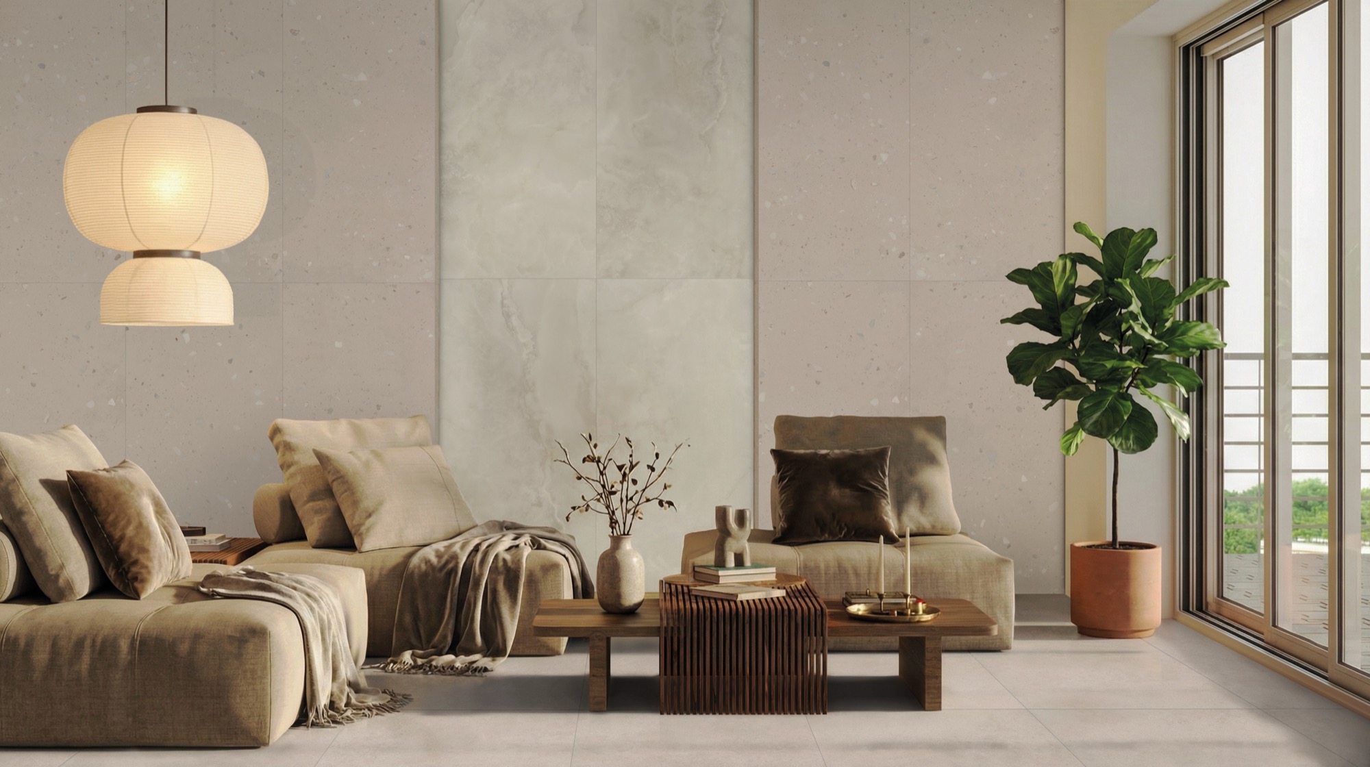 Feinsteinzeug Fliese Marmoroptik Elfenbein Glänzend 60x120 - EI6013