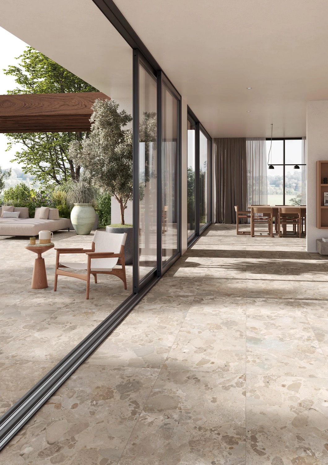 Moderne Feinsteinzeugfliese in Steinoptik, Ceppo di Gré Elfenbein, 120x120 - EI6025