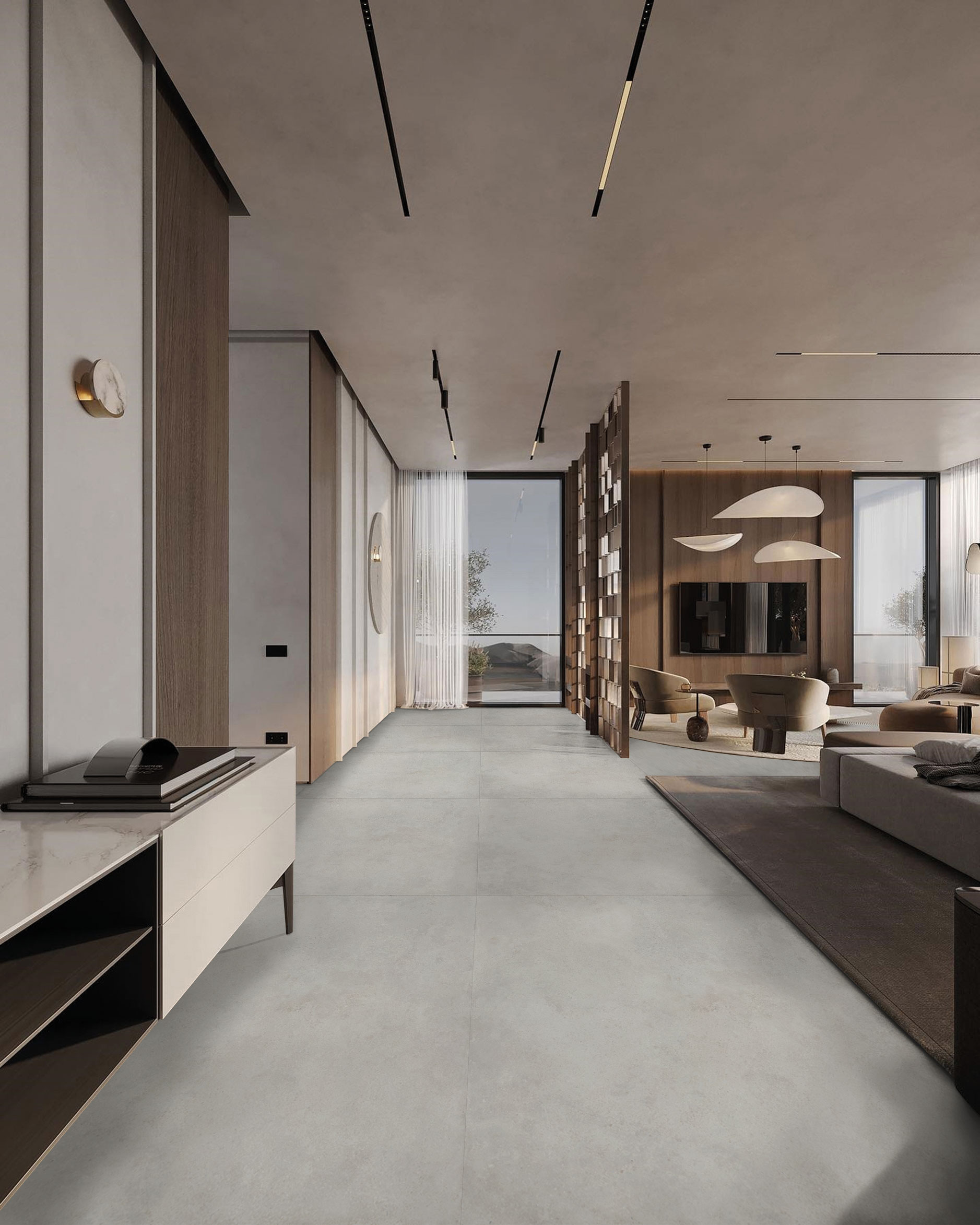 Feinsteinzeug Fliese Betonoptik Perlgrau 80x80 - EI6122