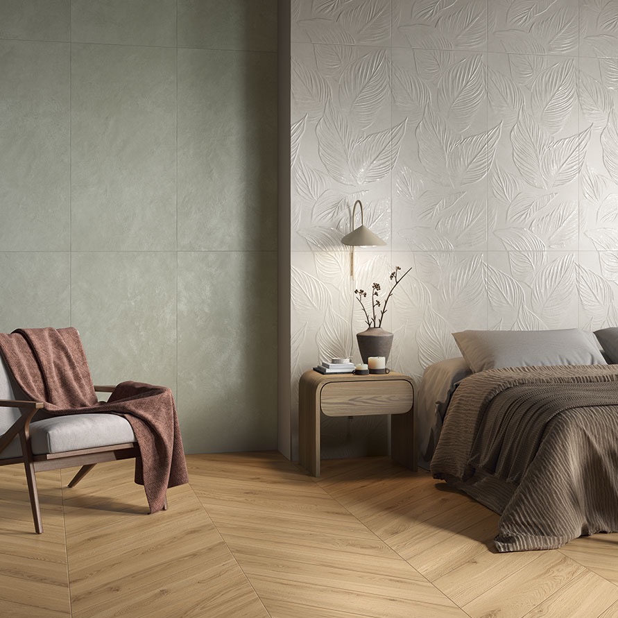 Feinsteinzeugfliese in Betonoptik, grün, 60x120 cm - CS25119