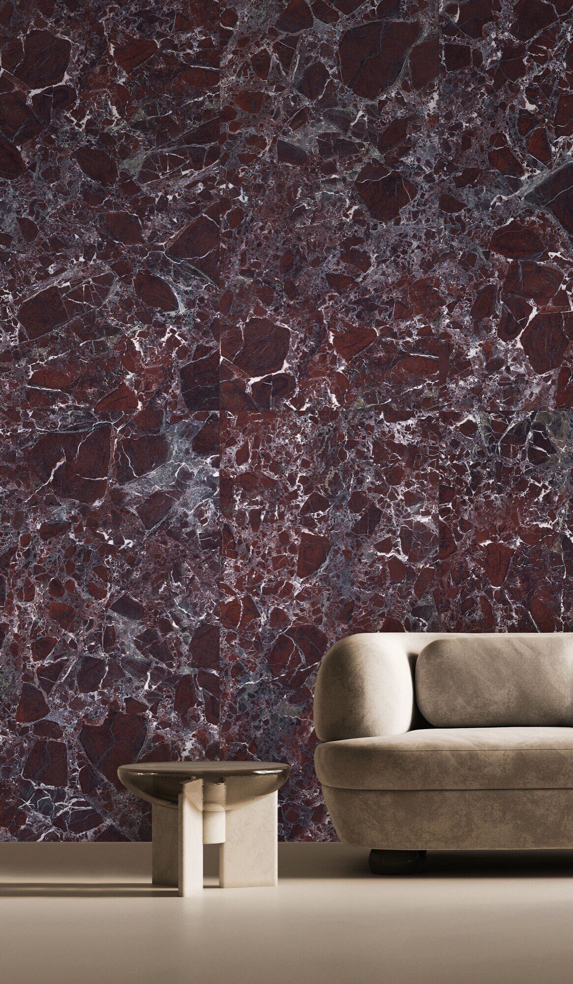 Feinsteinzeug Fliese Marmoroptik Levante Rot Poliert 60x120 - ELTE1553