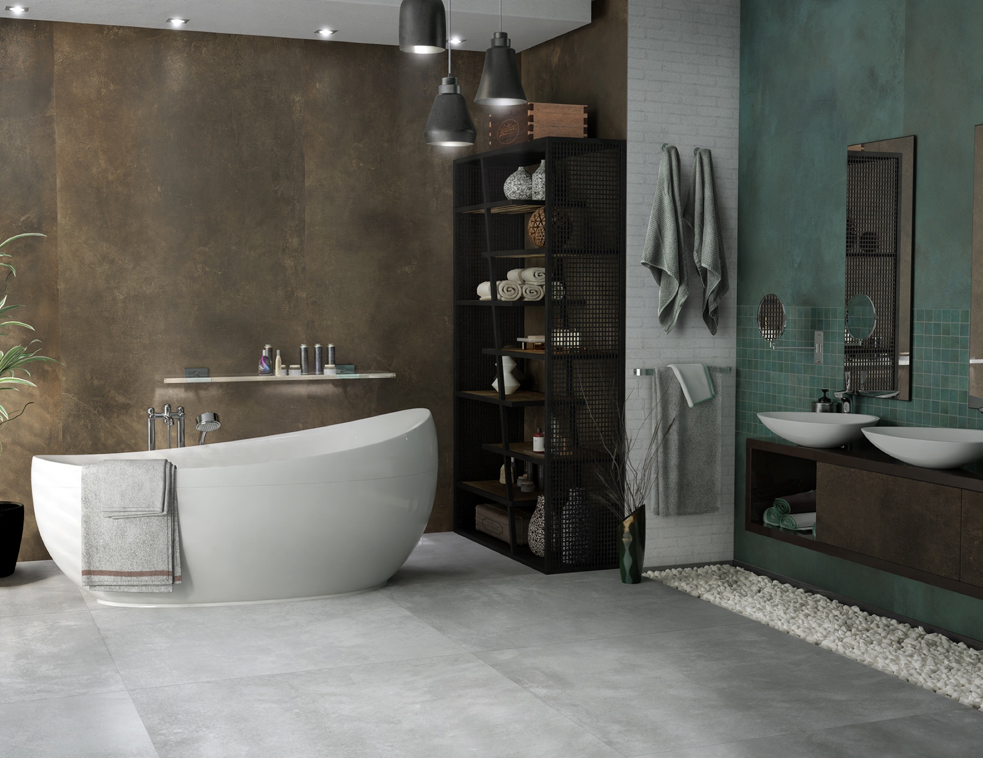 Feinsteinzeug Fliese Betonoptik Braun 60x120 - EMBE510