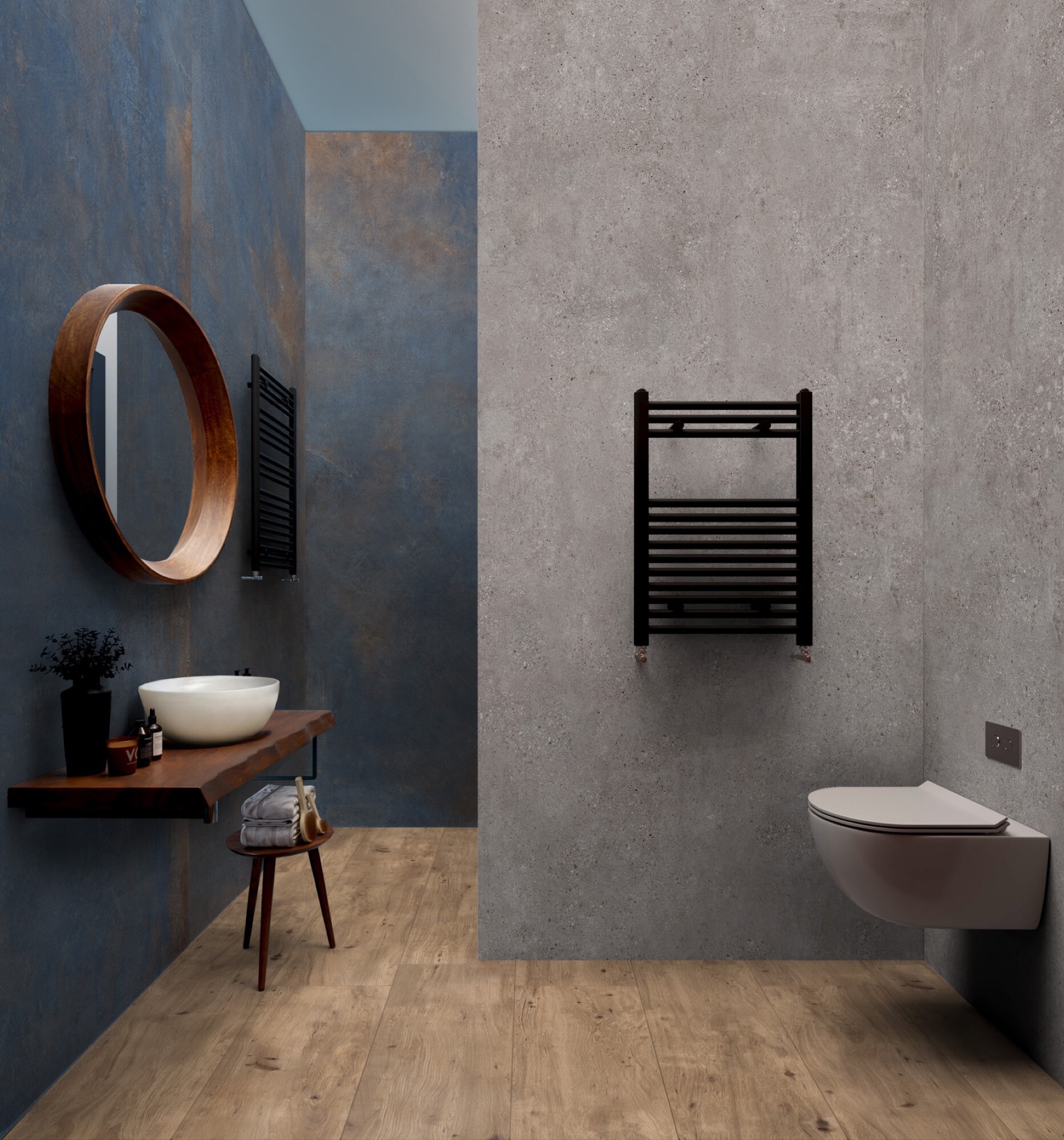 Feinsteinzeug Fliese Zementoptik Blau 60x60 - EMBE526