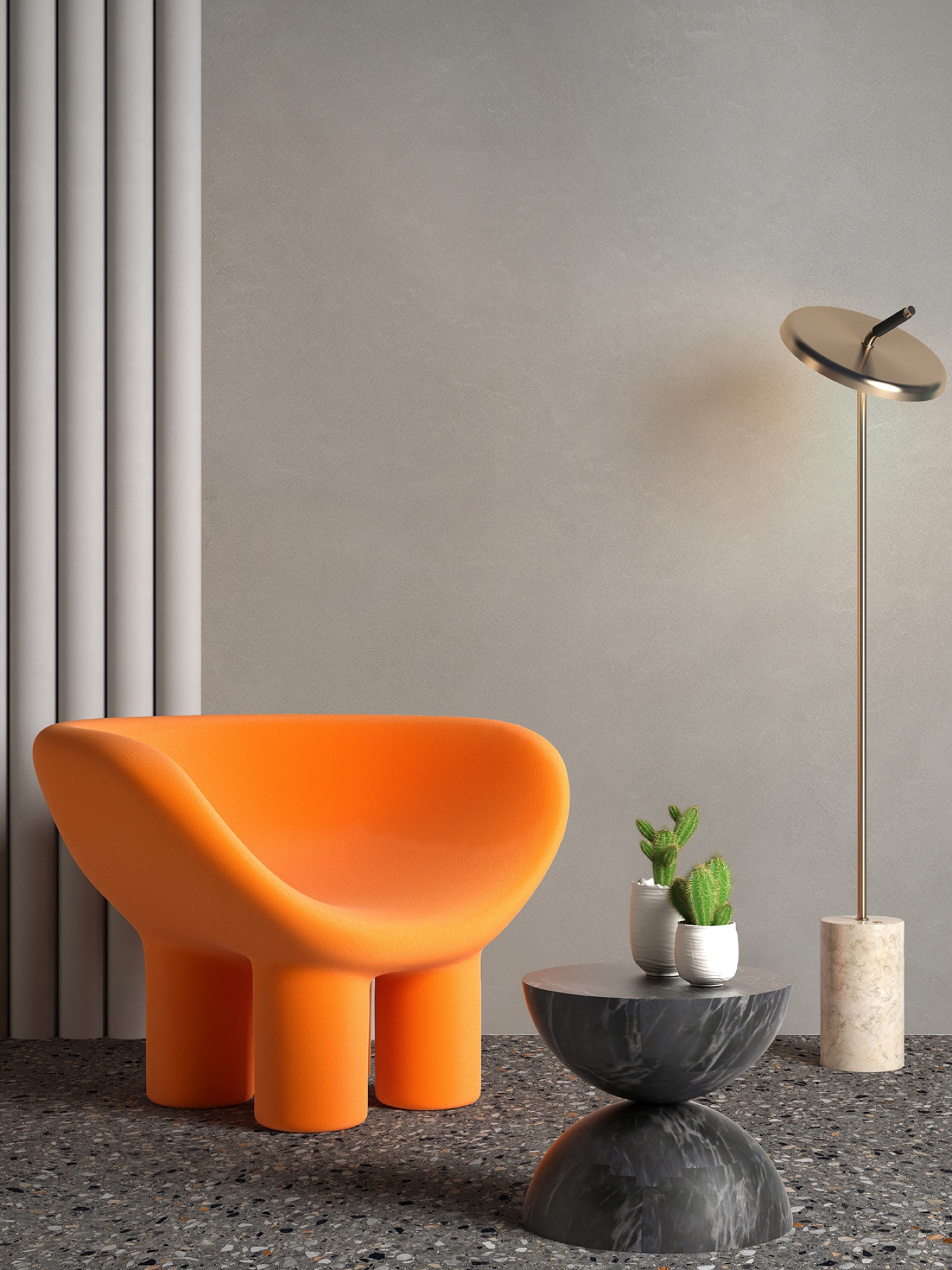 Feinsteinzeug Fliese Betonoptik Hellgrau 60x60 - EMBE606