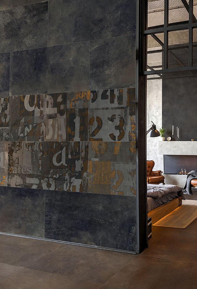 Feinsteinzeug Fliese Zementoptik Schwarz 60x120 - EMBK508