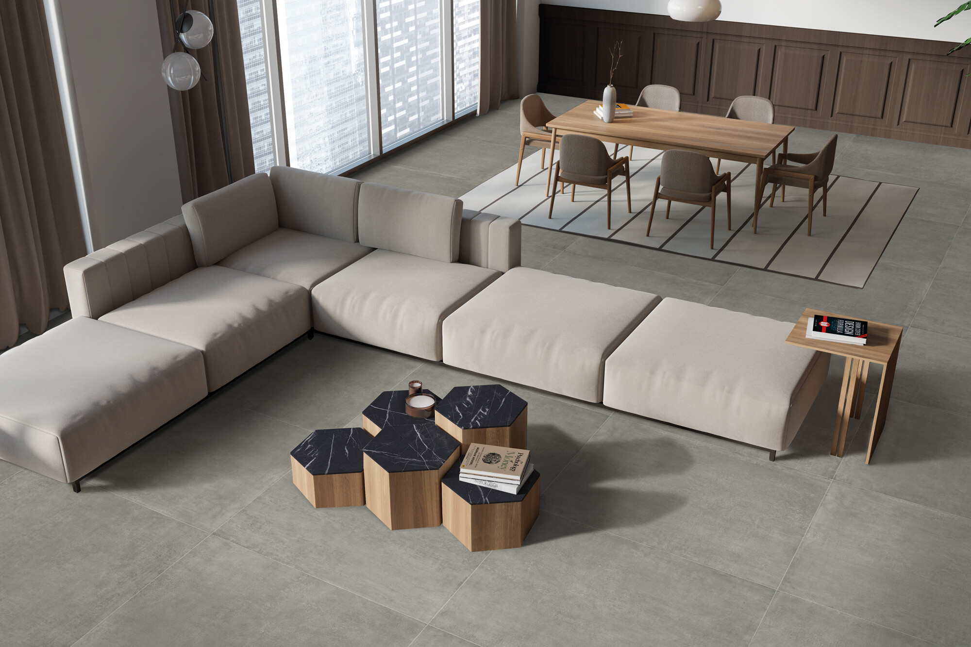 Feinsteinzeug Fliese Betonoptik Dunkelgrau 60x60 - EMDY577