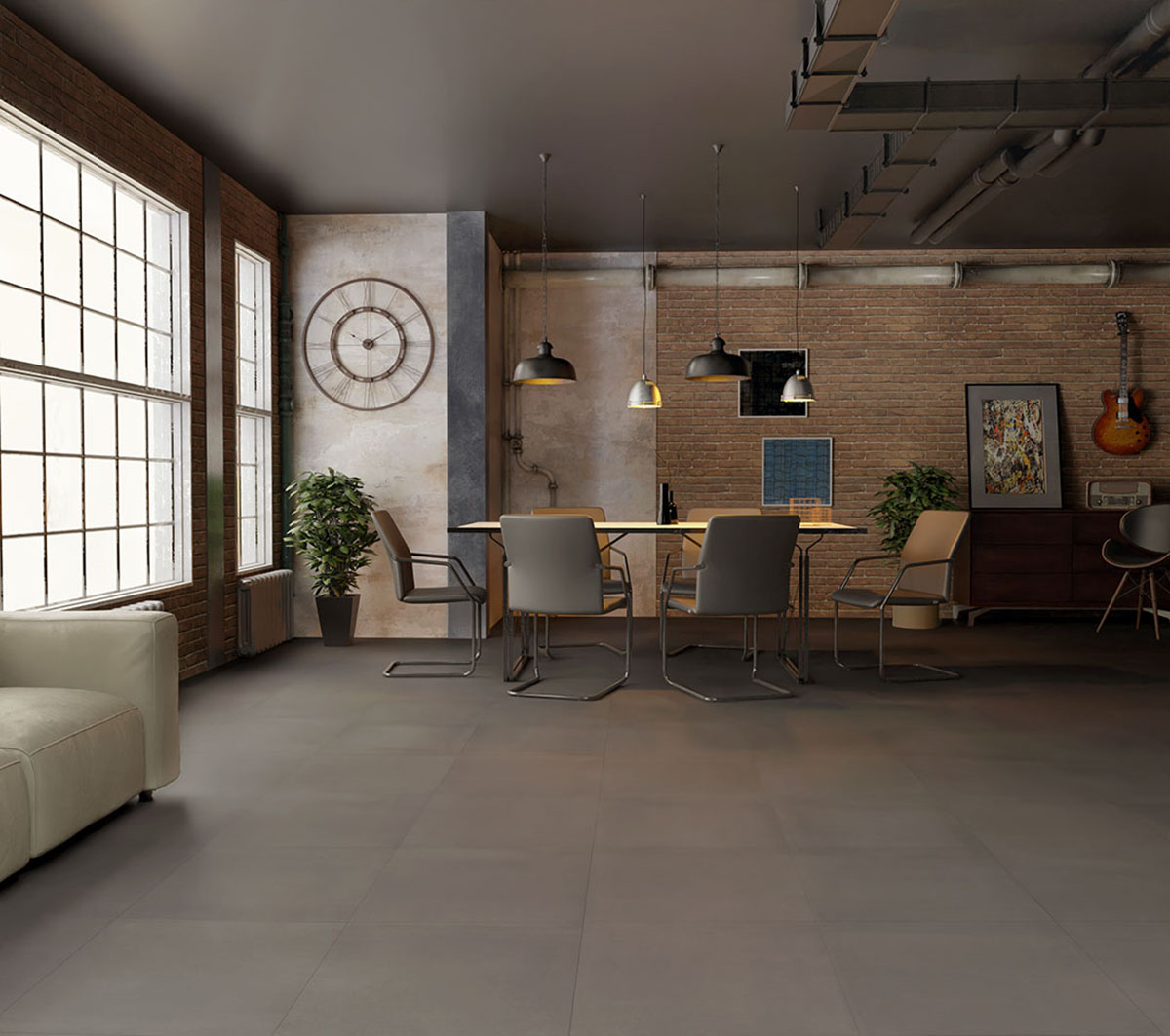 Feinsteinzeug Fliese Betonoptik Schwarz 60x60 - EMDY578