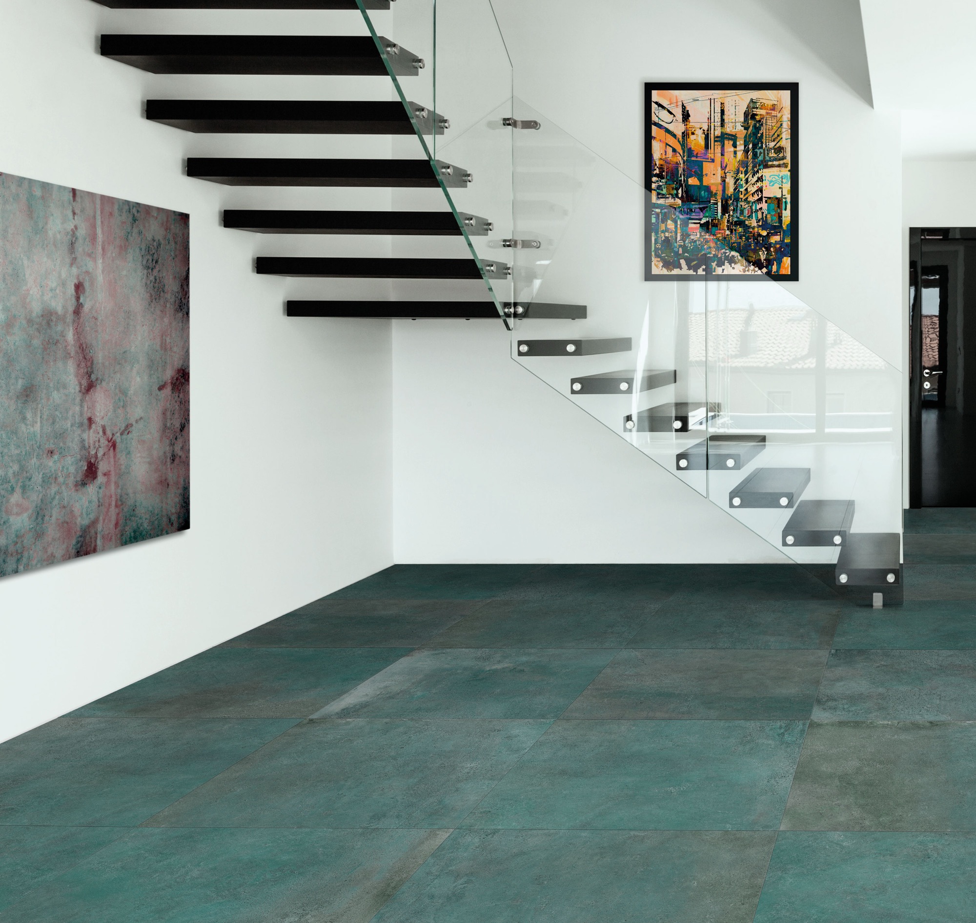 Feinsteinzeug Fliese Betonoptik Grün 60x60 - EMED525