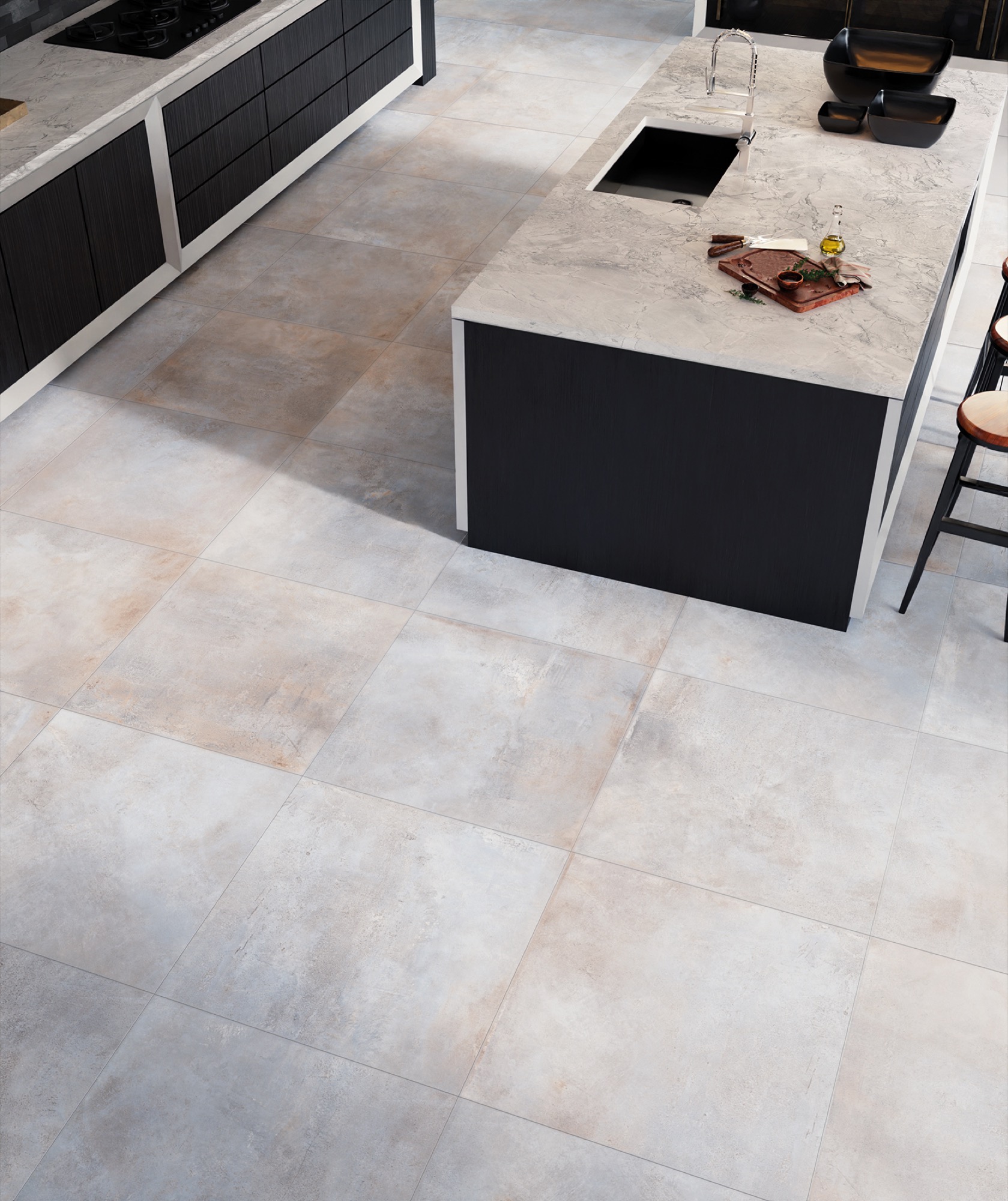 Feinsteinzeug Fliese Betonoptik Hellgrau 60x120 - EMGY504